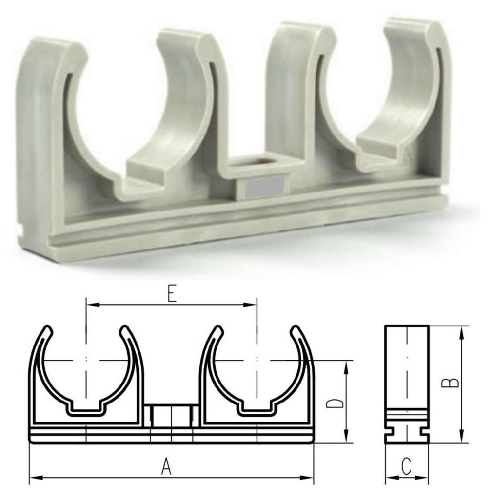 50x Doppel Rohrclip 20mm Rohrklemme Rohrhalter Clipser Produktbild 