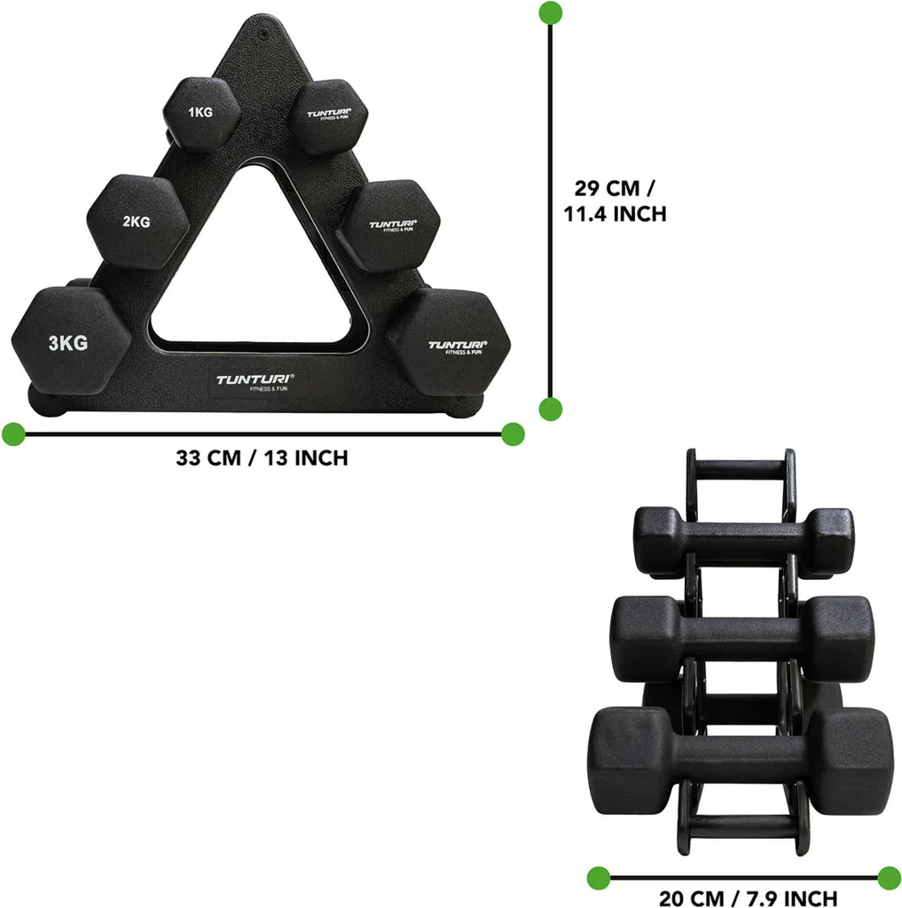 Équipement Musculation Bras et Dos : Set de 6 Haltères avec Rack Stable