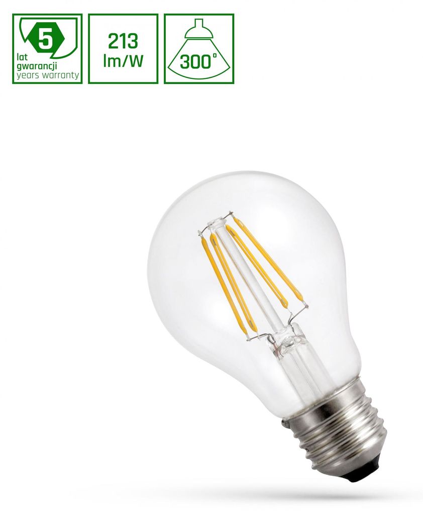LED E27 6,8W 230V AC Studená biela FILAMENT COG 1450 Lumen Obrázok produktu 