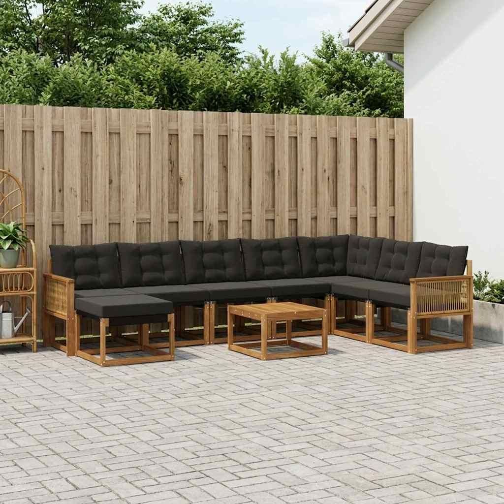 Möbel Outdoor-Sofagarnitur mit Kissen 9 pcs Natürlich und SchwarzGartensofas - Gartensofas c689
