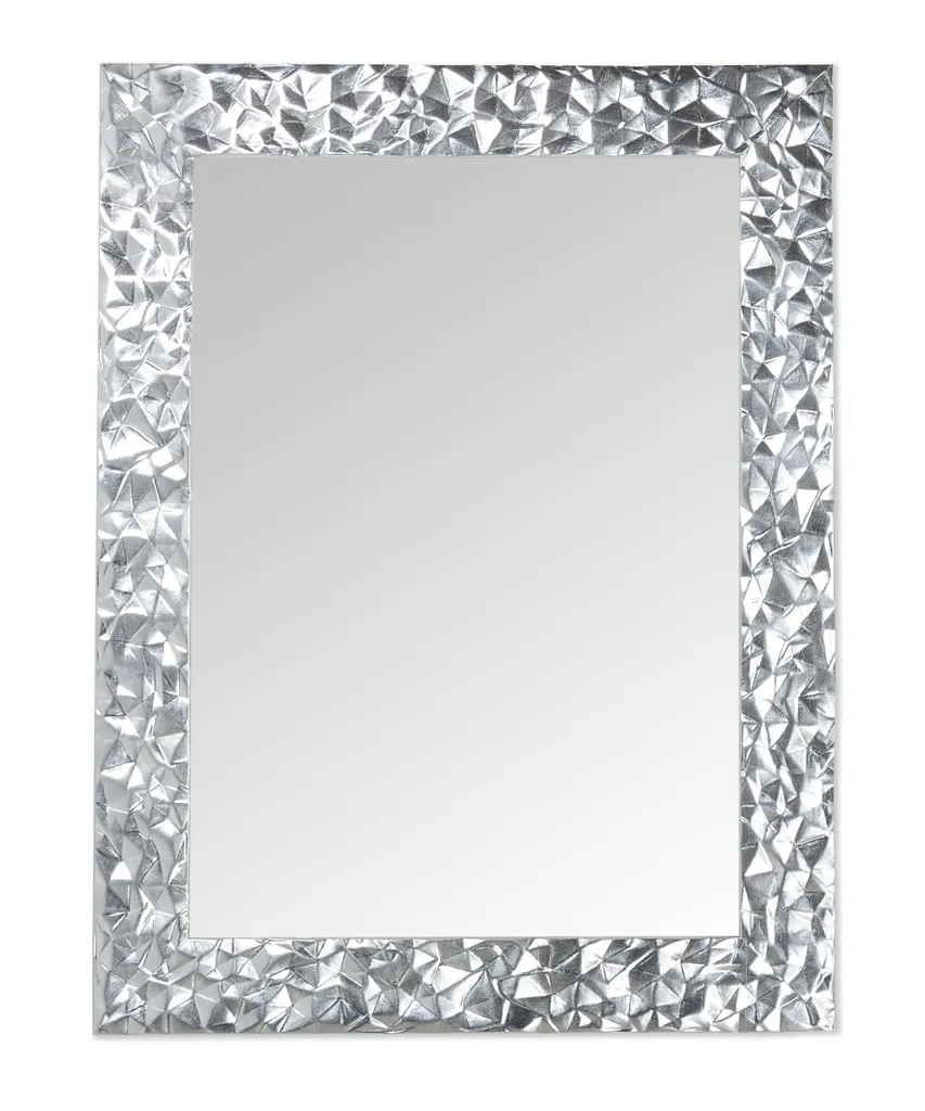Grand miroir mural rectangulaire argent 72x95 cm pour salon ou chambre