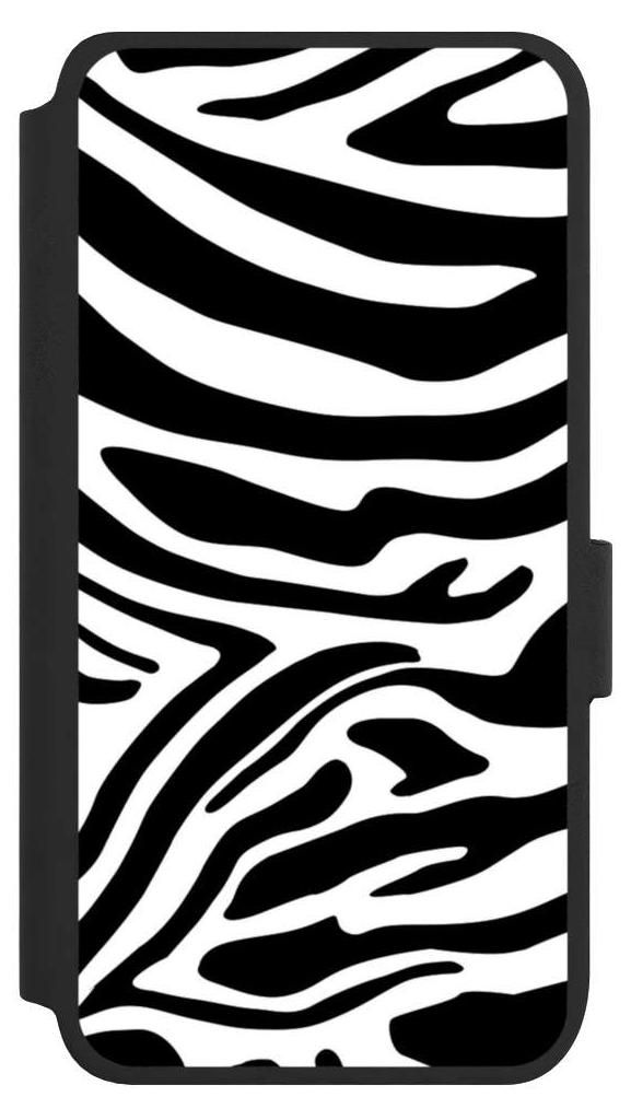 NIVOCASE Klapphülle für Samsung Galaxy S25 Handyhülle aus Kunst Leder NIVOflip schwarz Animal-Look Animalprint Zebra