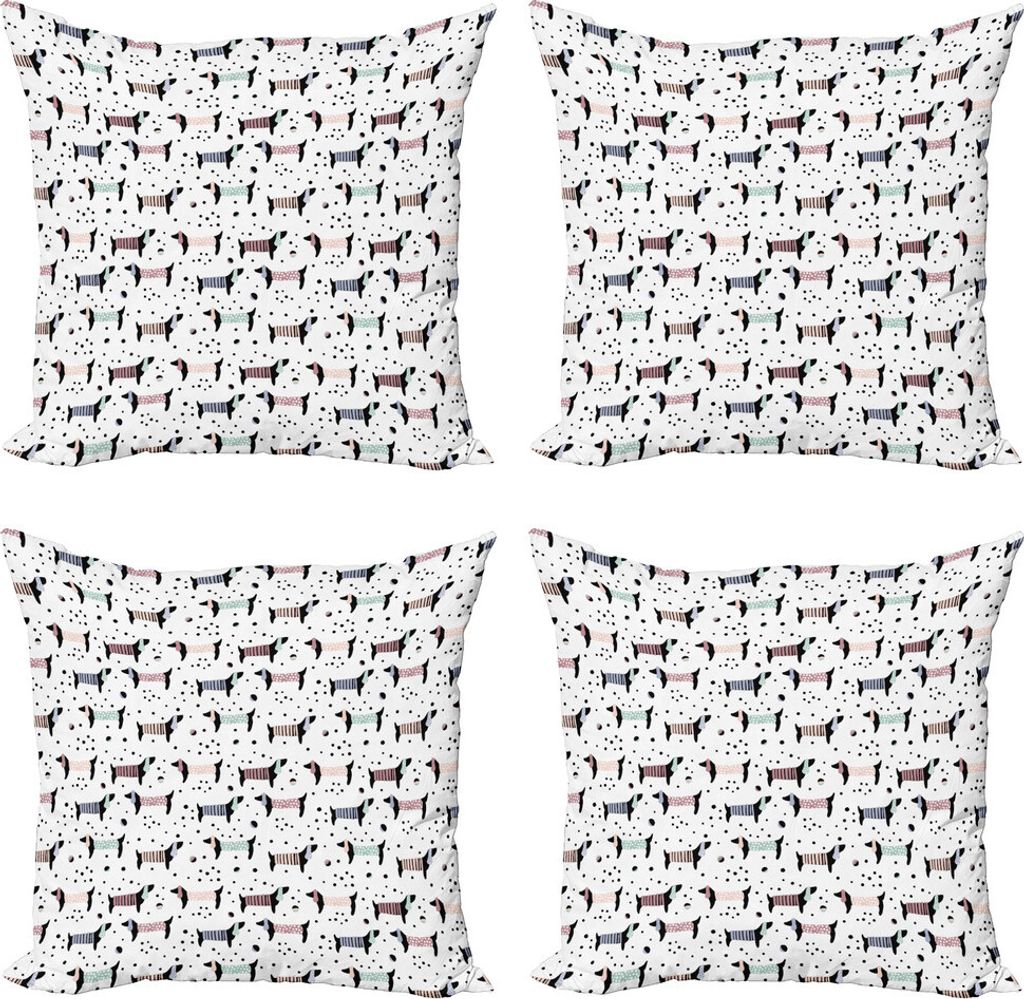 ABAKUHAUS Hundeliebhaber Kissenbezug Set (4 Stück), Dackel-Welpen, Moderner Doppelseitiger Digitaldruck, 60 cm x 60 cm, Mehrfarbig