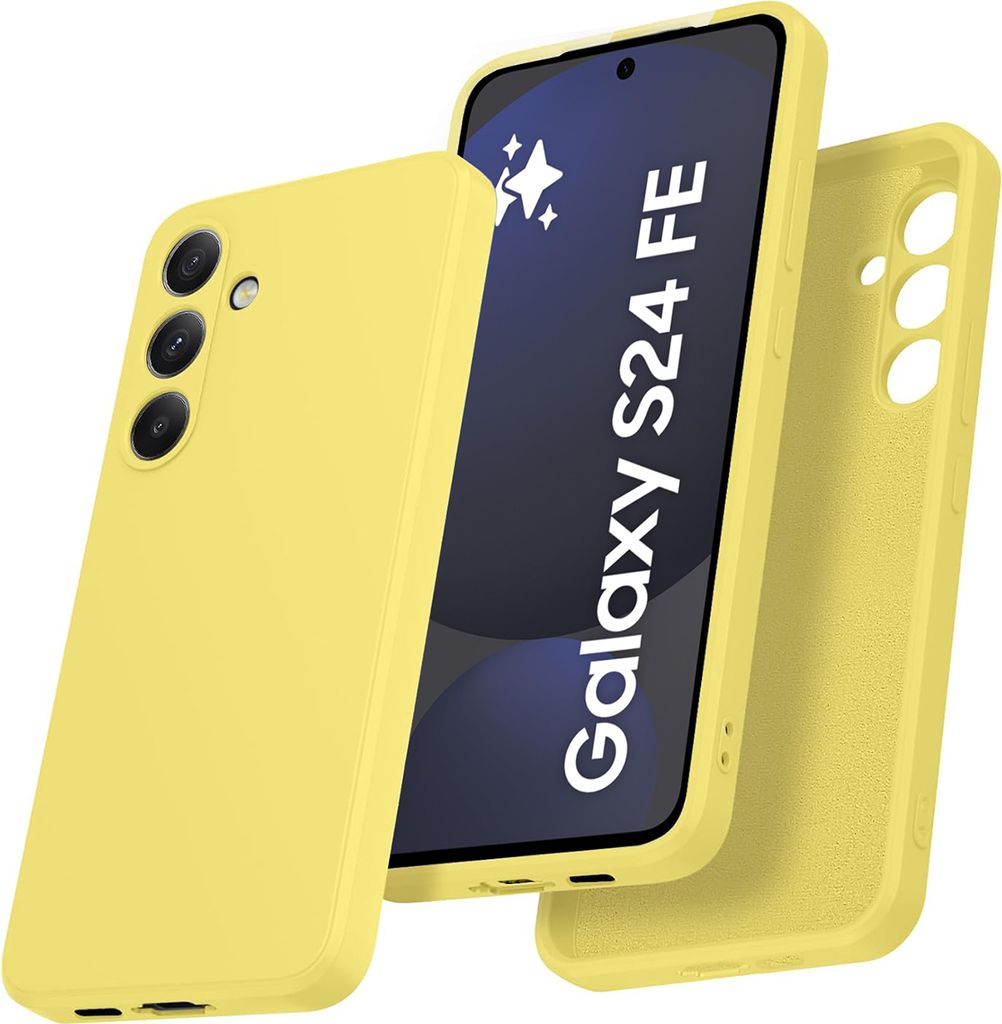 Hülle für Samsung Galaxy S24 FE Slim Liquid Silikon Gel Gummi Stoßfest Schutzhülle Gelb