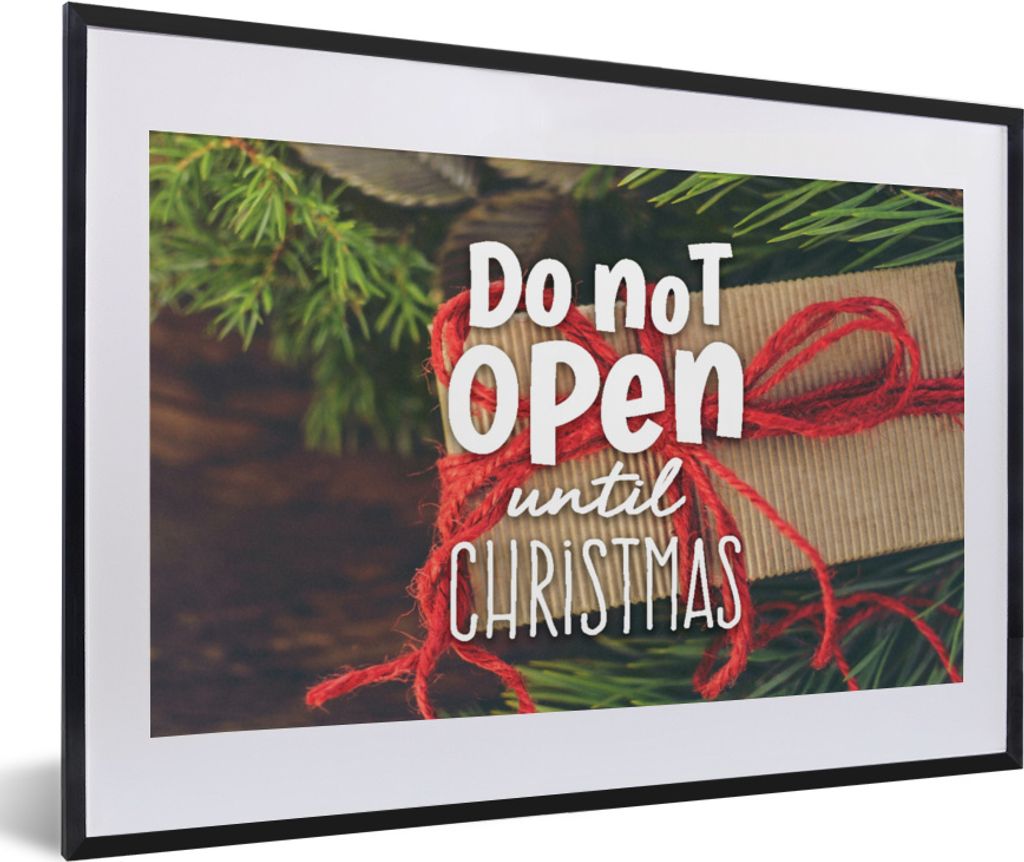 MuchoWow MuchoWow Gerahmtes Poster Sprichwörter - "Nicht vor Weihnachten öffnen" - Zitate 60x40 cm - Poster mit zchwarzem Bilderrahmen - Schl...