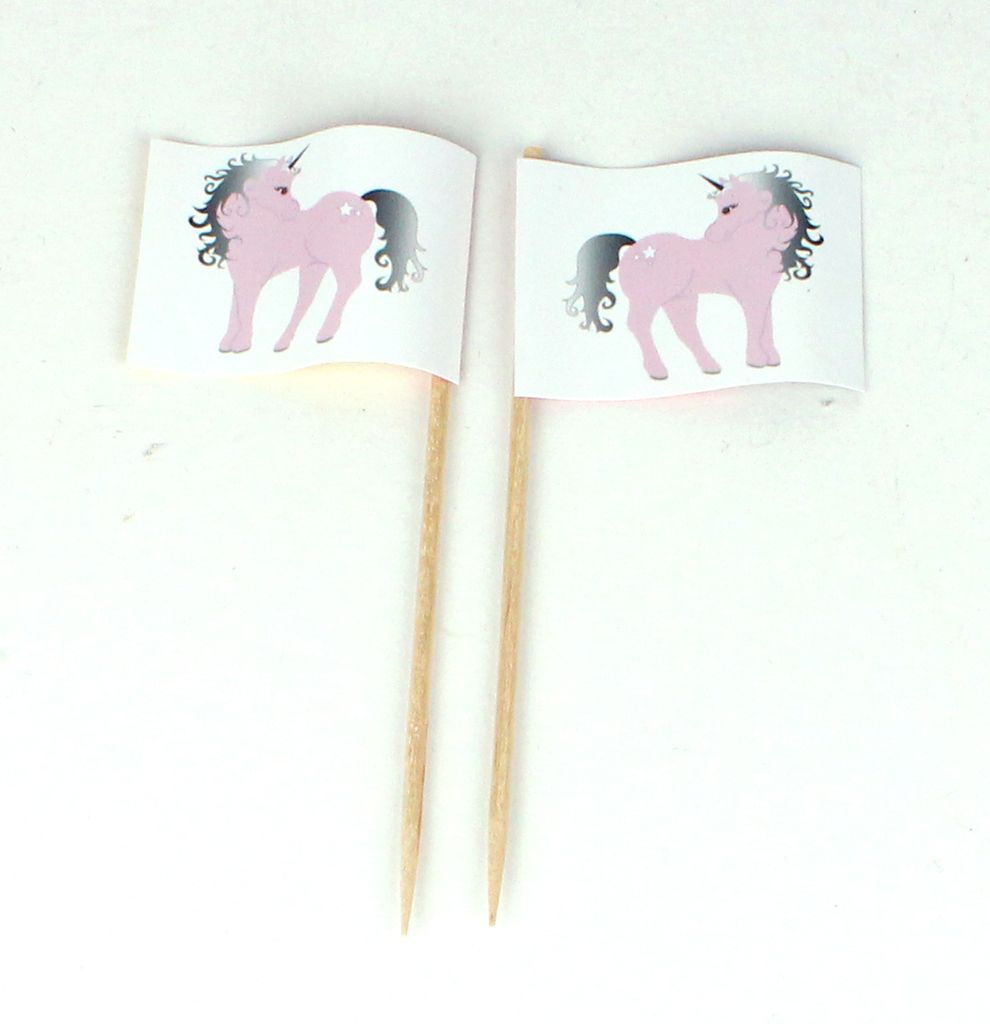Party-Picker Flagge Einhorn rosa pink Papierfähnchen in Produktbild 