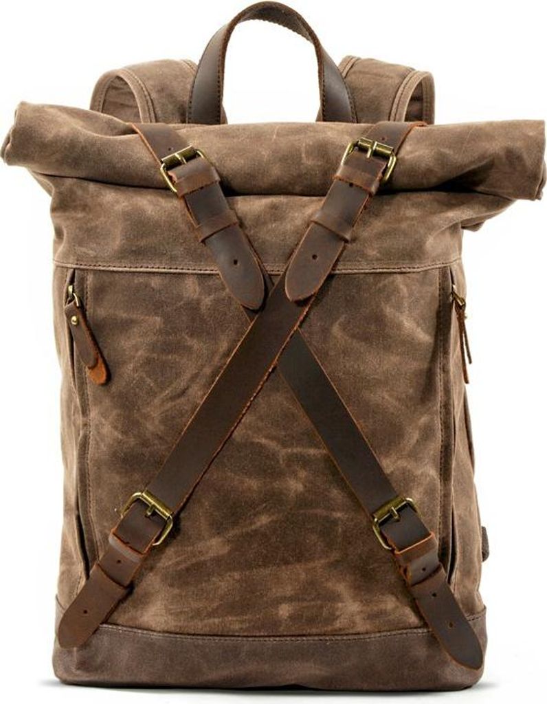 Motorrad Rucksack # CR3 Canvas Tasche gewachst 13Ltr in braun