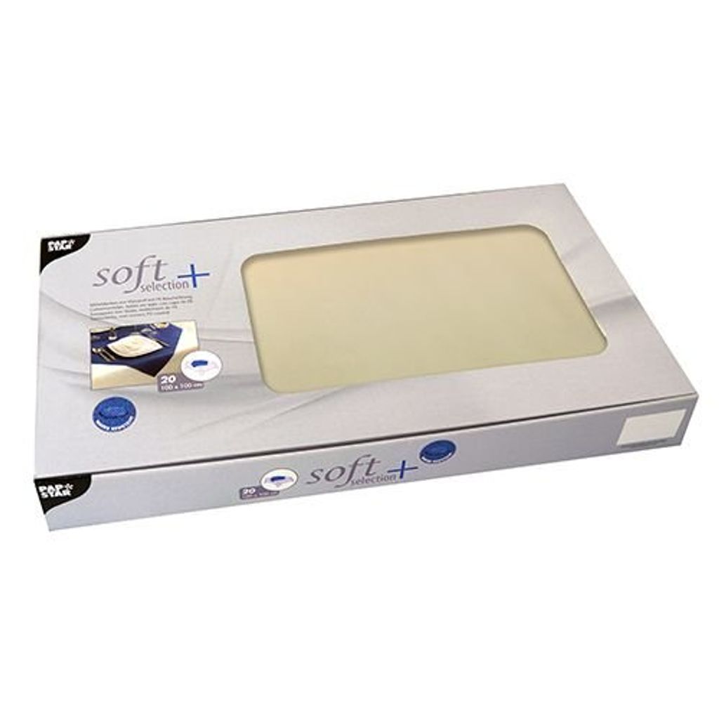 Papstar Mitteldecken, stoffähnlich, Vlies "soft selection plus" 100 cm x 100 cm champagner, 5 x 20 Stück