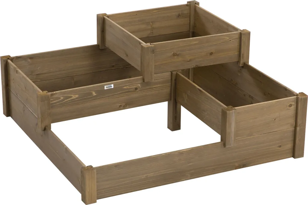 Carré potager pour balcon et terrasse en bois de sapin 3 étages 122cm