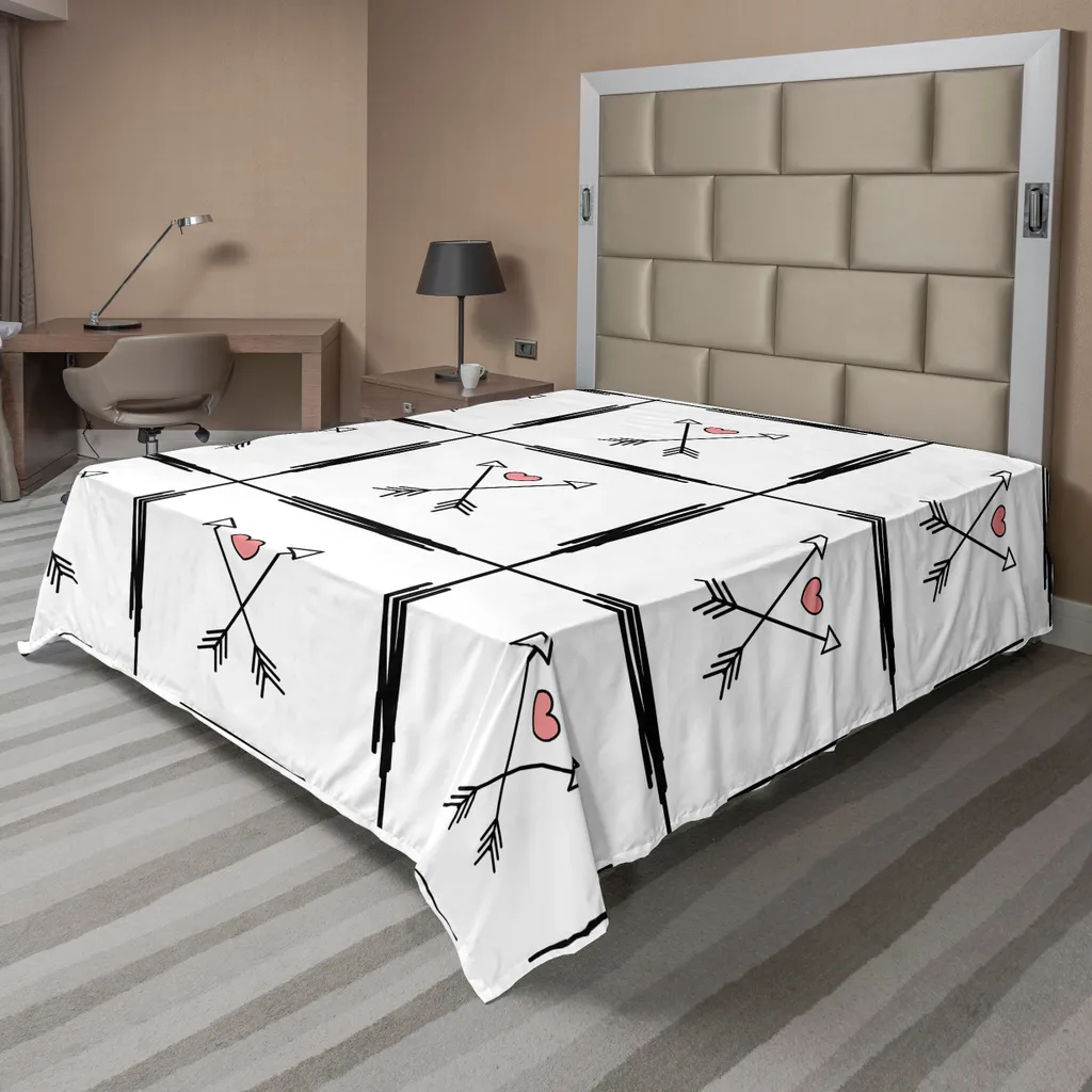 Drap de lit pour chambre d'enfant ou adulte, motif cœurs noir et rose