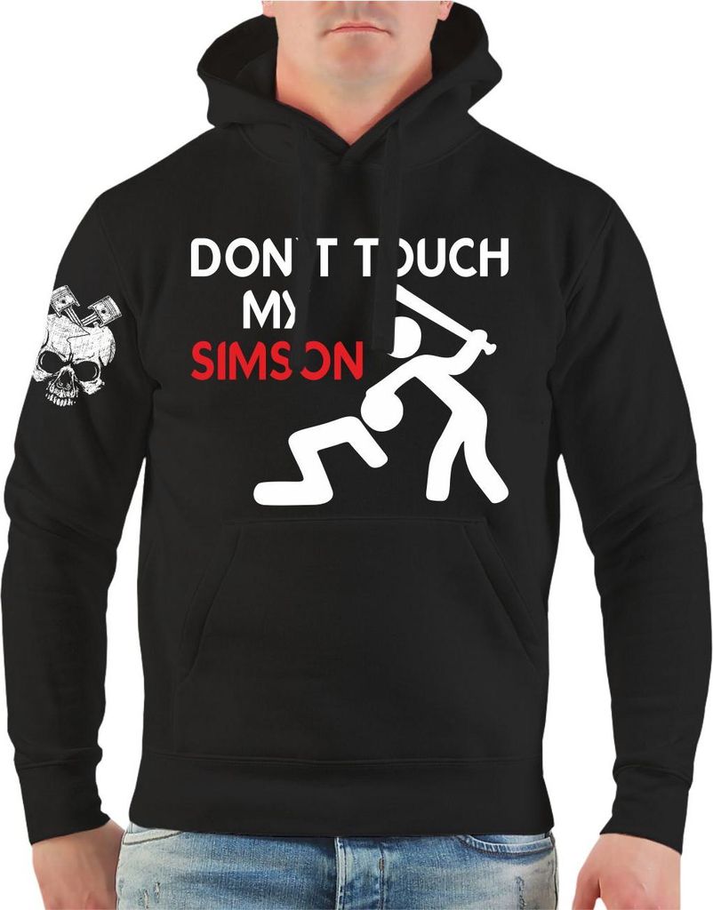 Herren Kapuzenpullover Moped Motiv Fass meine Simson nicht an