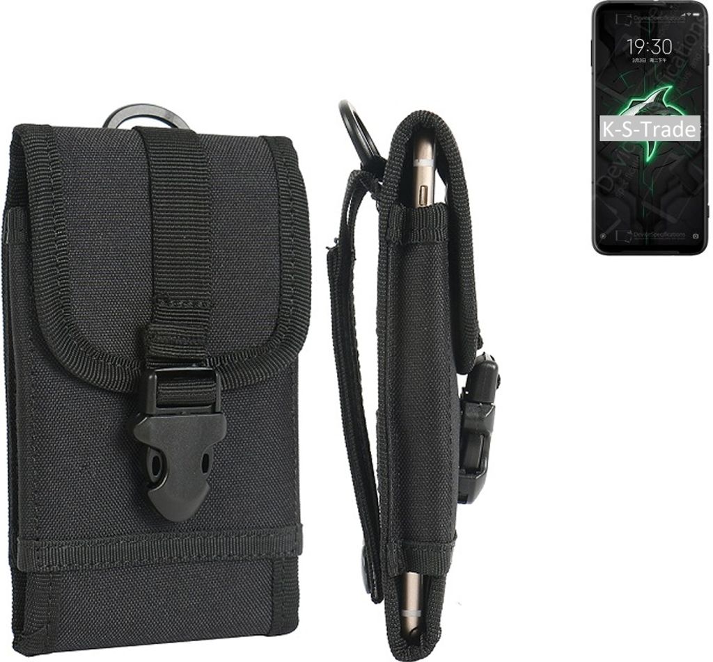 K-S-Trade Holster Handy Hülle kompatibel mit Xiaomi Black Shark 3 Holster Handytasche Gürtel Tasche Schutz Hülle Robust Outdoor schwarz