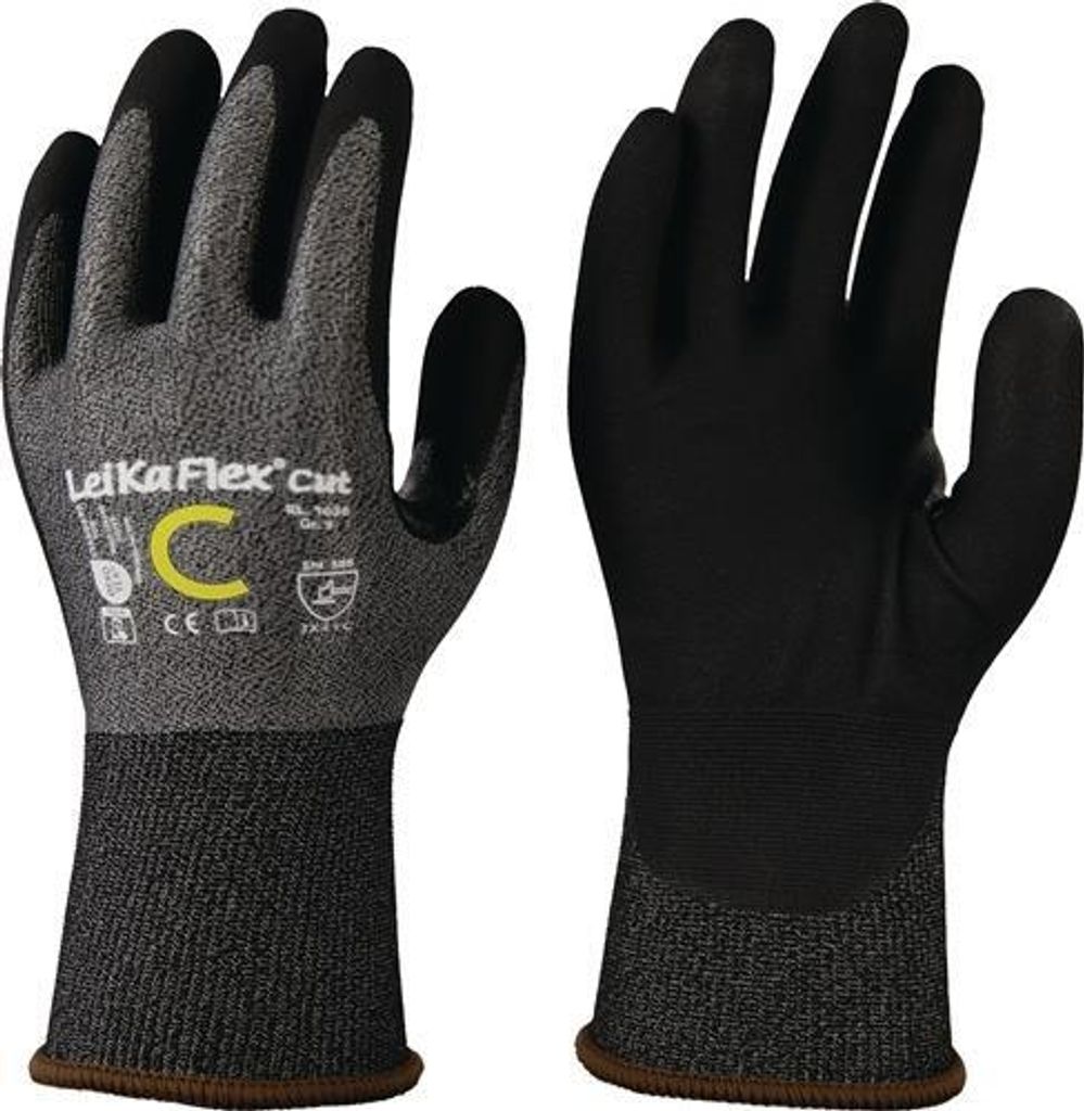 Leipold Schnittschutzhandschuh LeiKaFlex C Gr.08 Nitril beschichtet, schwarz 21gg, leicht (1636-08)