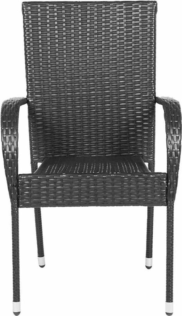 vidaXL Stapelbare Gartenstühle 2 Stk. Poly Rattan Schwarz Produktbild 