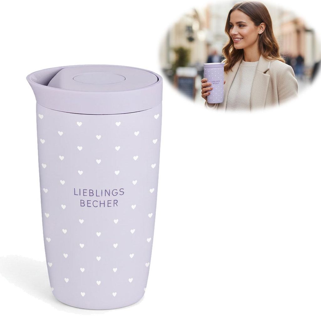 LS-LebenStil Edelstahl Trinkbecher 350ml Lieblingsbecher mit Spruch Vakuum Travel Mug Cup Kaffeebecher Coffee to Go Thermobecher Isolierbecher