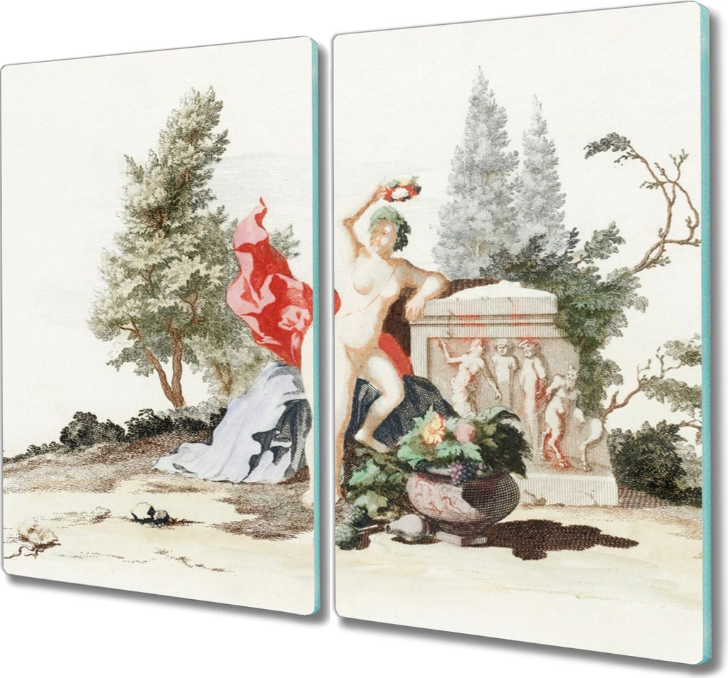 Coloray Herdabdeckplatte 2x30x52 cm Schneidebrett Kochplattenabdeckung Küchenbrett Hackbrett - Alte Bäume Frauen