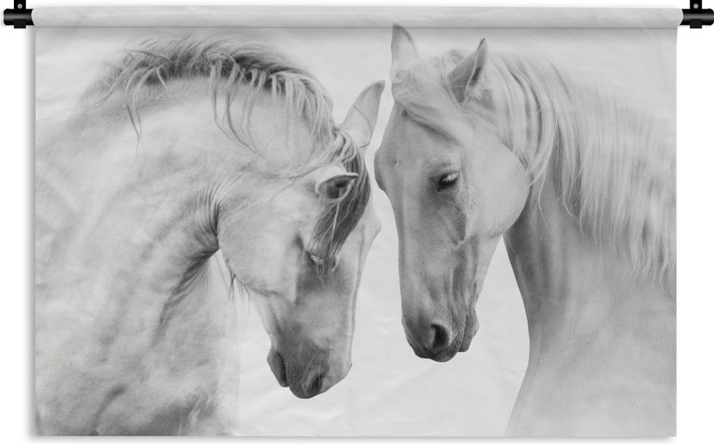 MuchoWow Wandteppich Wandbehang Pferd - Tiere - Porträt - Weiß 150x100 cm Tapisserie Dekoration Wandtuch - Waschbar - Tapisserien - Wand-Decke