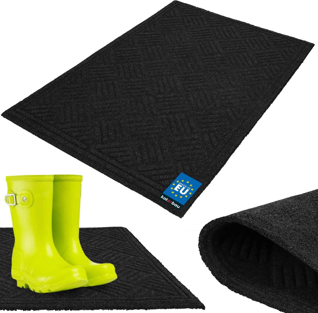 KOTARBAU Fußmatte 60 x 90 cm Schmutzfangmatte Rutschfest Fußmatte für Innen & Eingangsbereich Saugfähig Fußabtreter Polyester + Gummi Grau