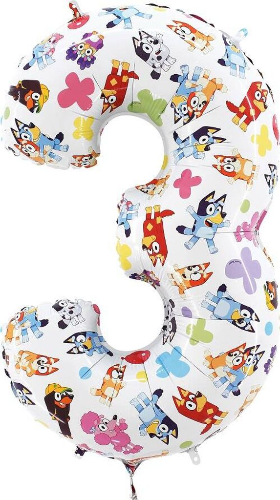 Palloncino in foil azzurro numero 3 - 66 cm -Grabo - terzo Immagine del prodotto 