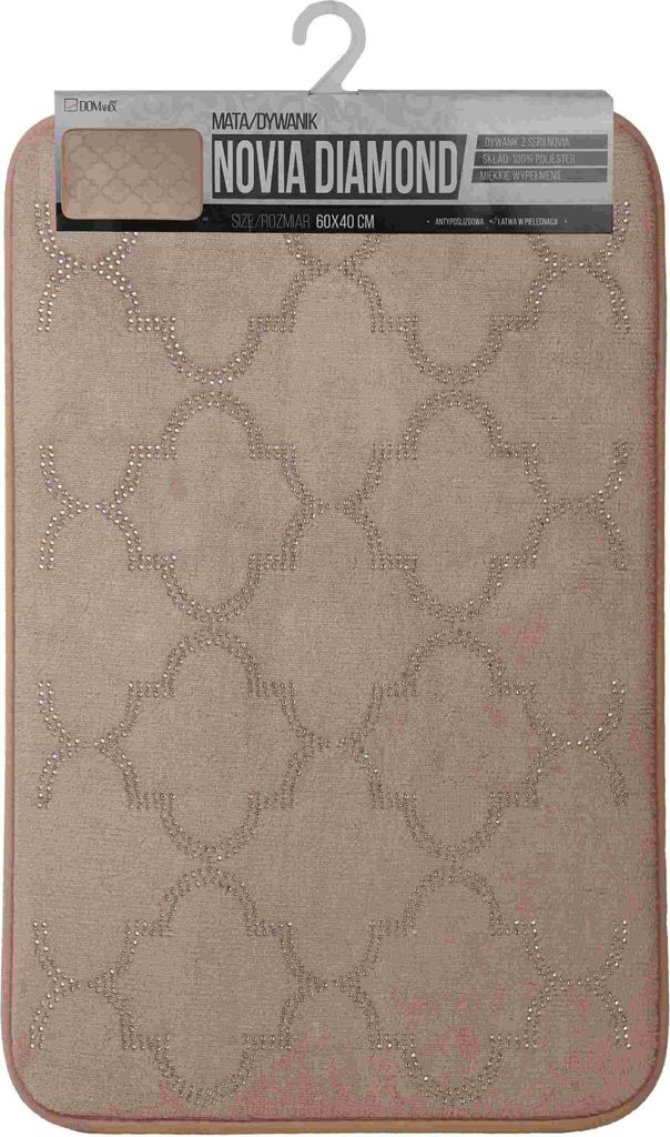 Domarex Badezimmermatte NOVIA DIAMOND Antirutsch Memory Foam Weich Modern, Creme 40x60cm