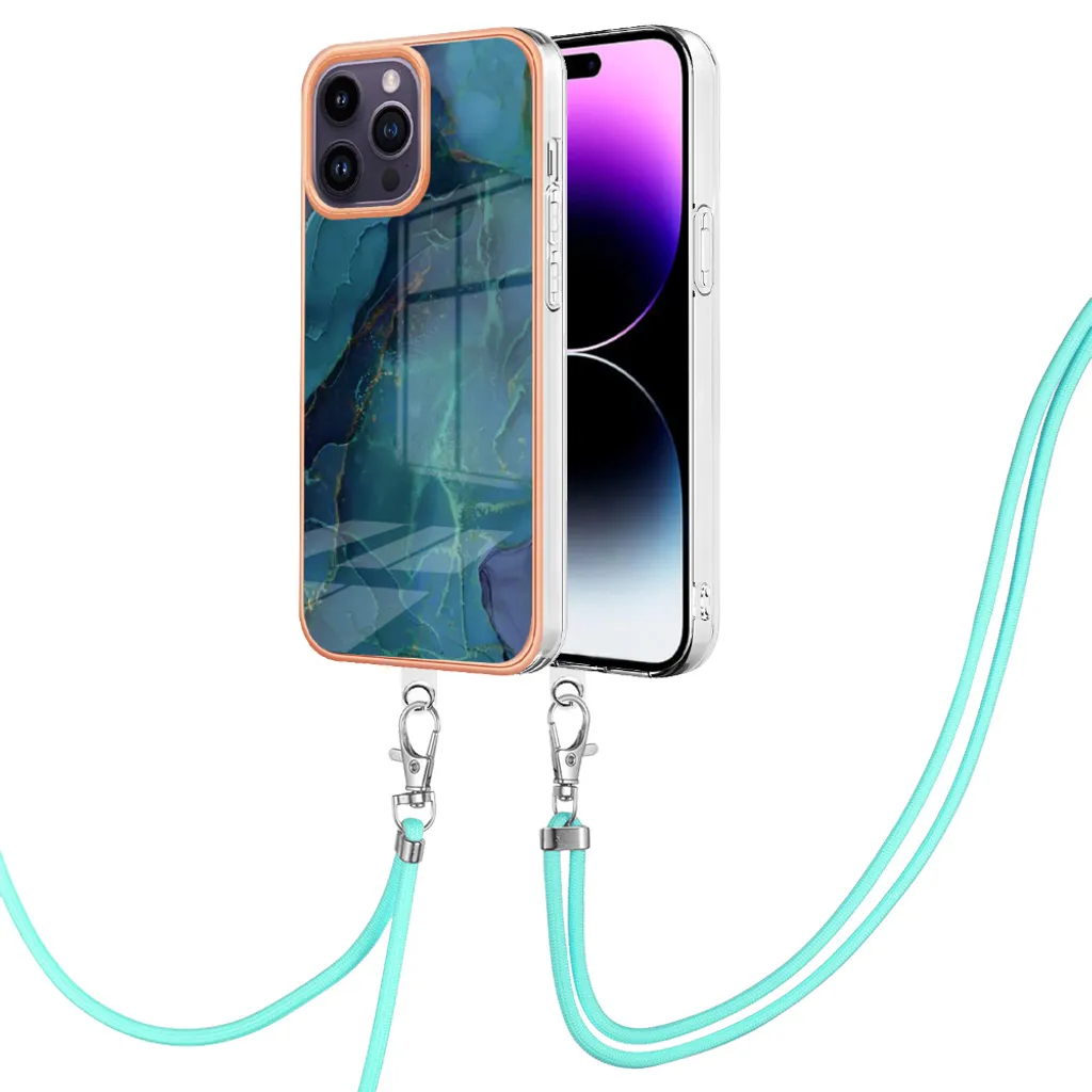 OLEPHY Cover Trasparente con Premium Cordino per iPhone 15 Pro Max 6.7'', Custodia con Aggiornato Regolabile Collana, [Antiurto] [AntiGraffio] Case con Laccio Tracolla, D'oro