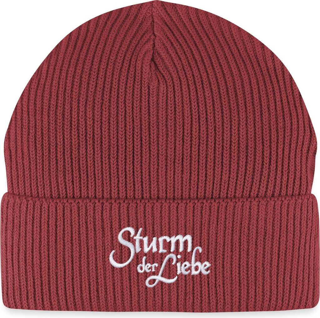 Spreadshirt Sturm der Liebe Offizielles Logo Gestickt Fisherman Beanie Bio Mütze, One size, Erdrot