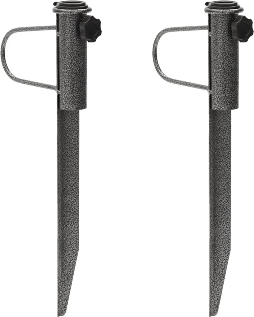 Porte-parapluie Extérieur en Acier Galvanisé avec Piquets de Sol x2