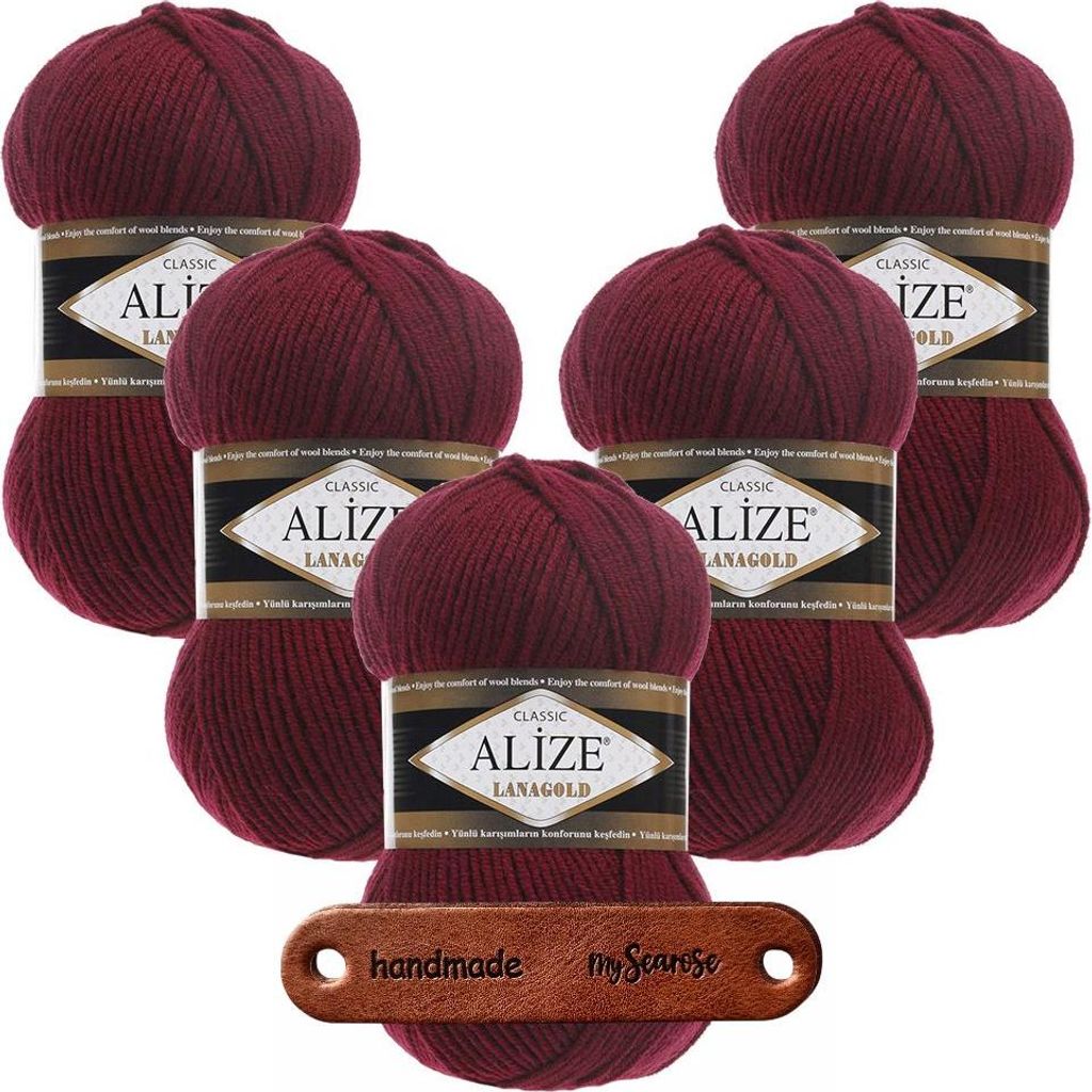 5 x ALIZE Lanagold 57 Bordeaux mit Label
