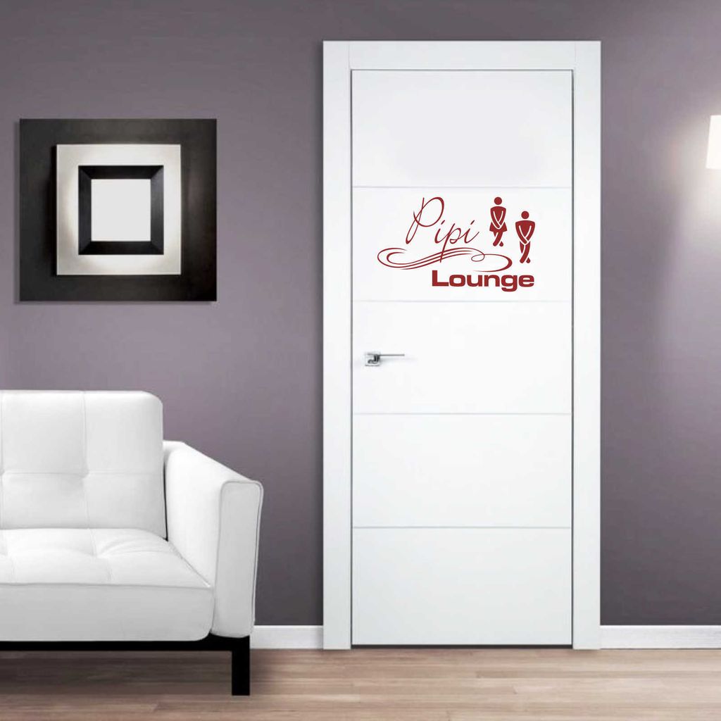 Wandtattoo - Wandaufkleber - Tür-/Wandtattoo "Pipi Lounge" - 60cm x 35cm dunkelrot - Dekoration Küche Wohnzimmer Wand
