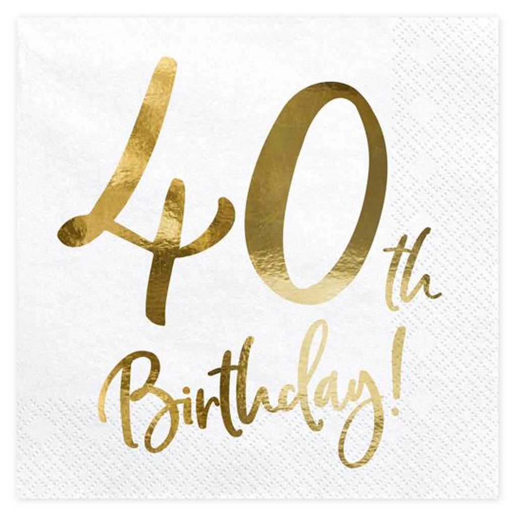 40. Geburtstag 20 Servietten gold Produktbild 