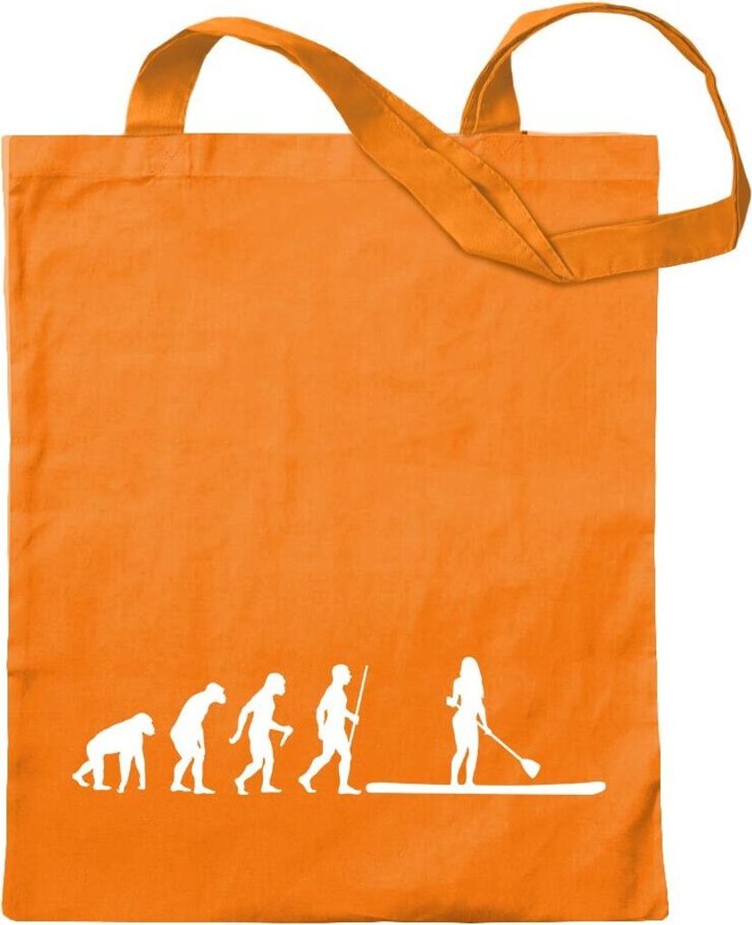 Kiwistar - Baumwolltasche - mandarin - Stand Up Paddling Evolution - Tragetasche Stoffbeutel Umhängetasche langer Henkel