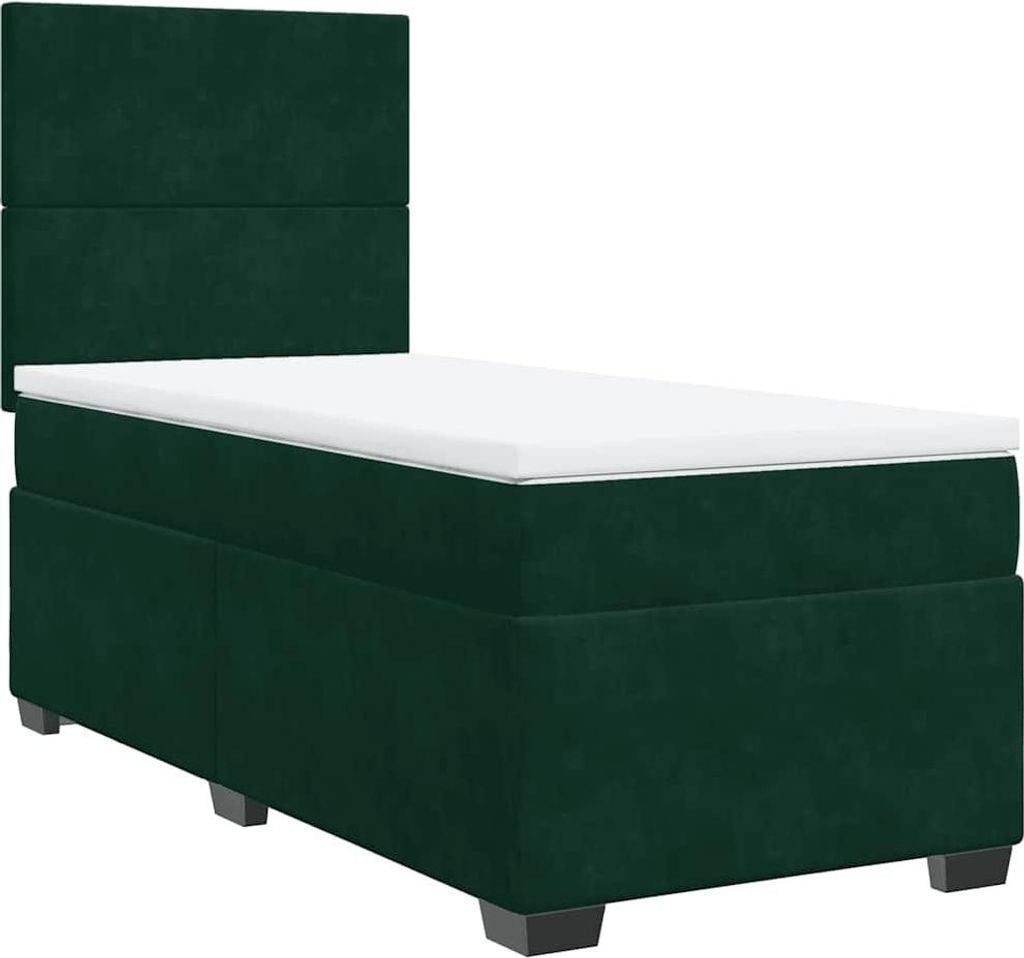 vidaXL Boxspringbett mit Matratze Dunkelgrün 80x200 cm Samt