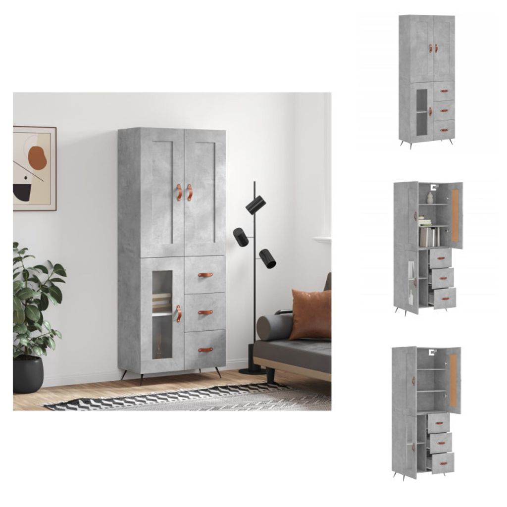 vidaXL Highboard Betongrau 69,5x34x180 cm Holzwerkstoff - Sideboards