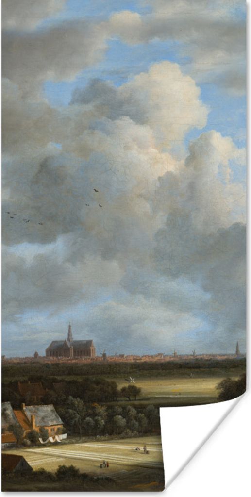 MuchoWow Poster Ansicht von Haarlem mit Tribüne - Gemälde von Jacob van Ruisdael 60x120 cm - Wandschmuck