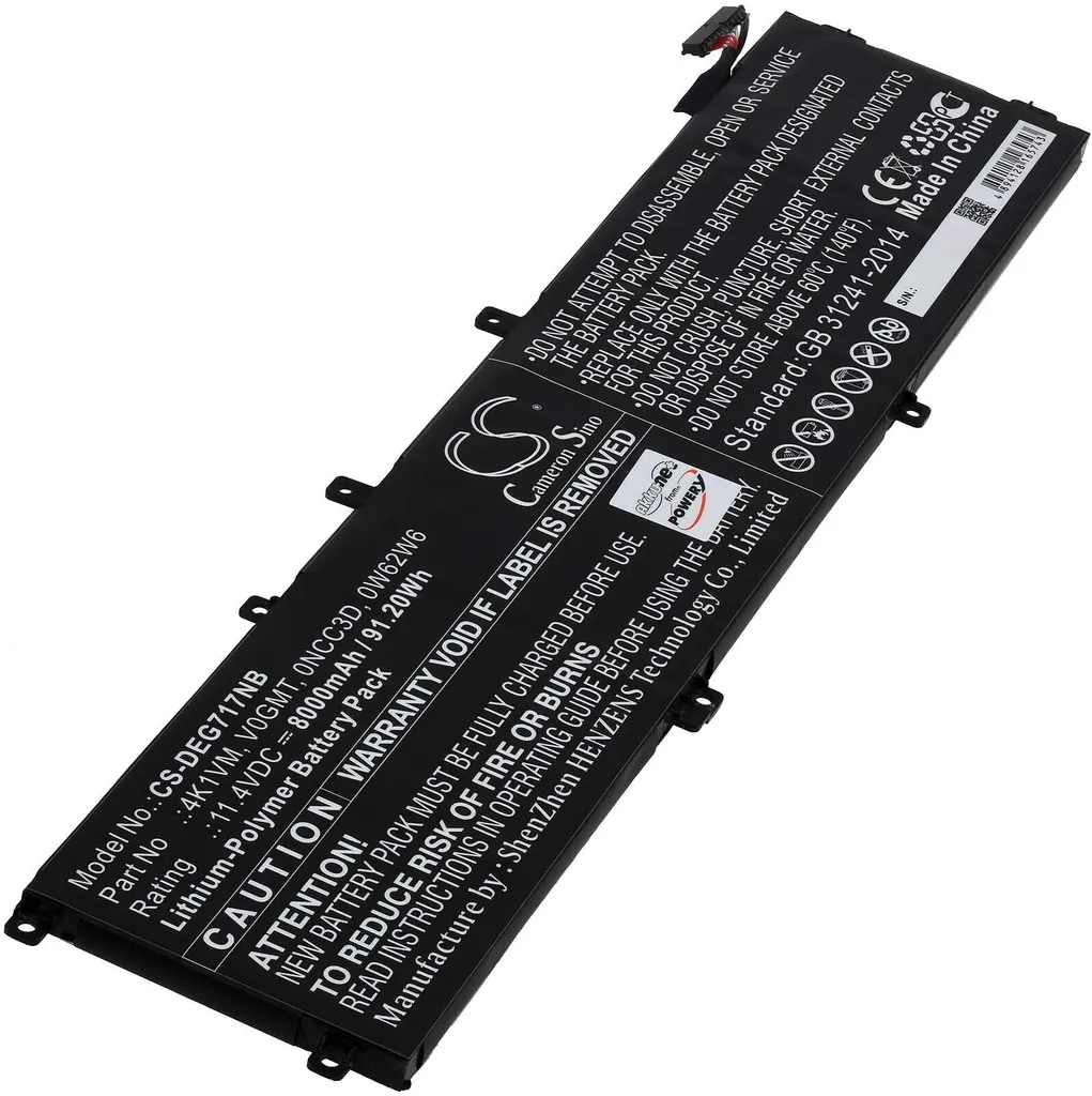 Batterie Dell G7 17 7700 Type V0GMT haute capacité 56Wh noir