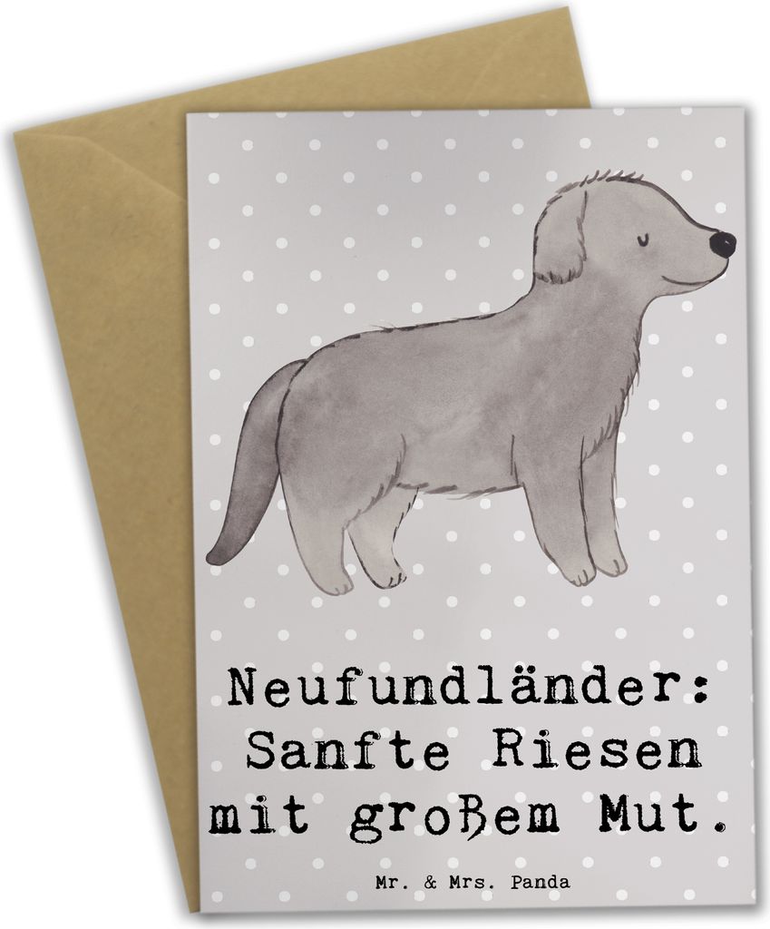 Mr. & Mrs. Panda Grußkarte Neufundländer Liebe - Grau Pastell - Geschenk, einladungskarten, Hunderasse, hochzeitskarten, Begleiter, Hunde, faszin...