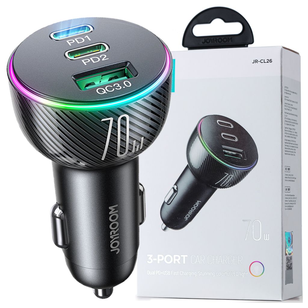 Joyroom Autoladegerät 70W Mit 3 Anschlüssen: Usb, 2 X Usb C Produktbild 