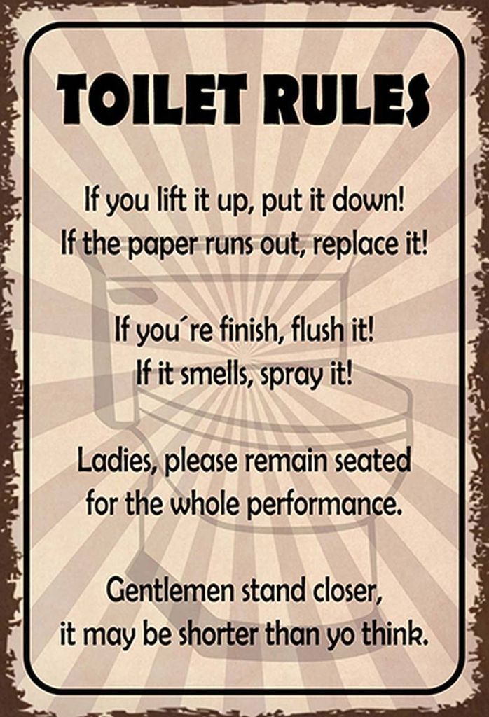vianmo Holzschild 18x12 cm Toilet Rules if you lift it up