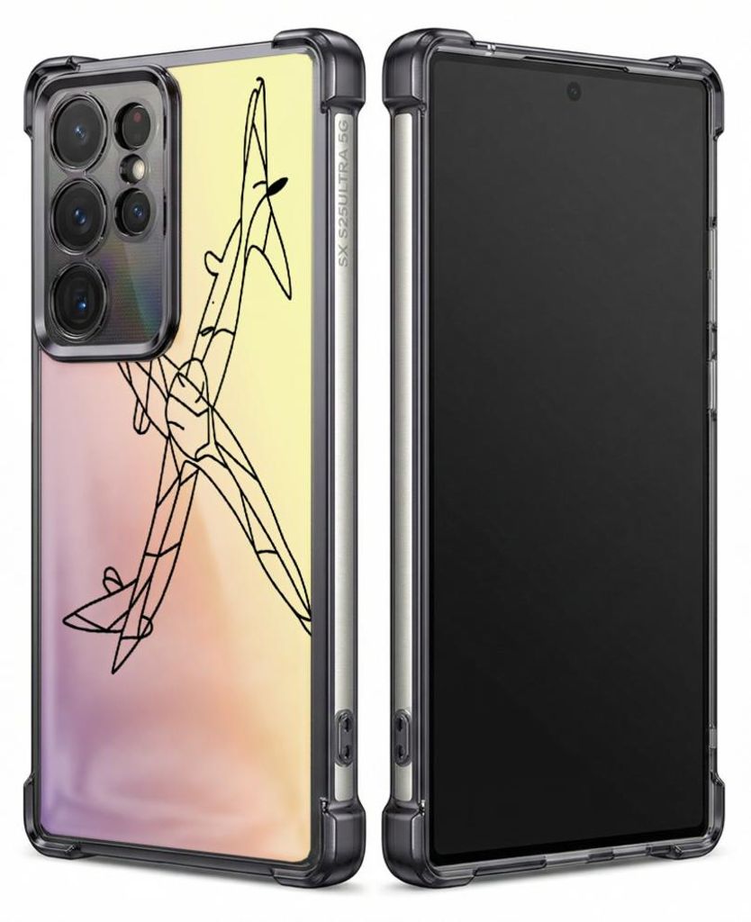 Personalisierte Hülle mit Bild für Samsung Galaxy S26+ Elektroplattiert TPU Stoßdämpfer Handyhülle mit Umrisszeichnung eines Düsenjägers