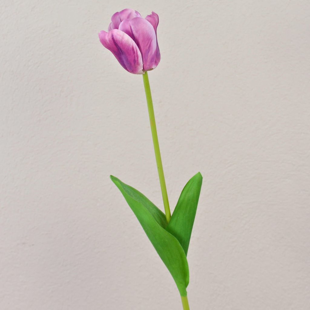 artplants.de Kunst Tulpe PJASSINA, violett-weiß, 65cm - Künstliche Tulpe