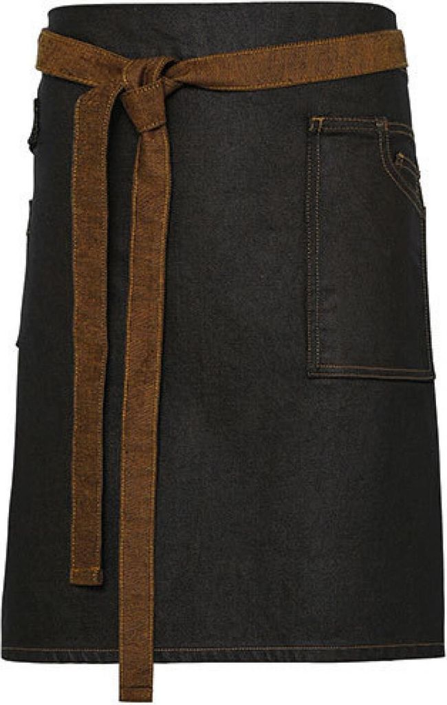 Premier Workwear PR135 | Schürze Division Waxed Look Denim Waist Apron - Farbe: Black/Tan Denim - Größe: One Size
