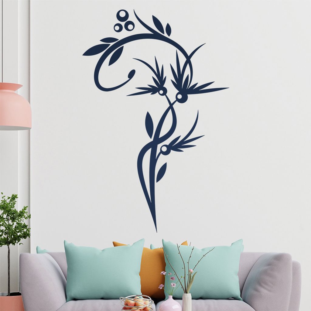 Schöne Blüten Ranke Wandtattoo in 6 Größen - Wandaufkleber Wall Sticker - Dekoration, Küche, Wohnzimmer, Schlafzimmer, Badezimmer