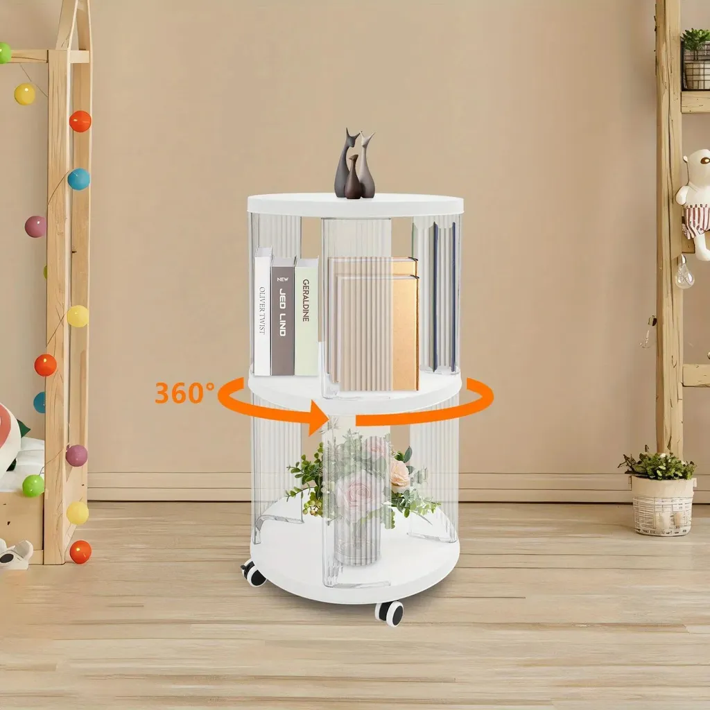 Bibliothèque pivotante 360 degrés robuste étagère d'angle design moderne
