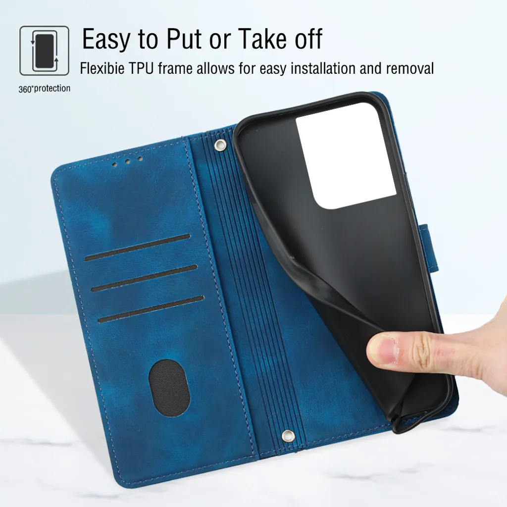 GOKEN Cover Portafoglio Per Oppo Reno 8 T | Custodia Libro In Pelle Con Slot Carte E Supporto, Marrone - 2