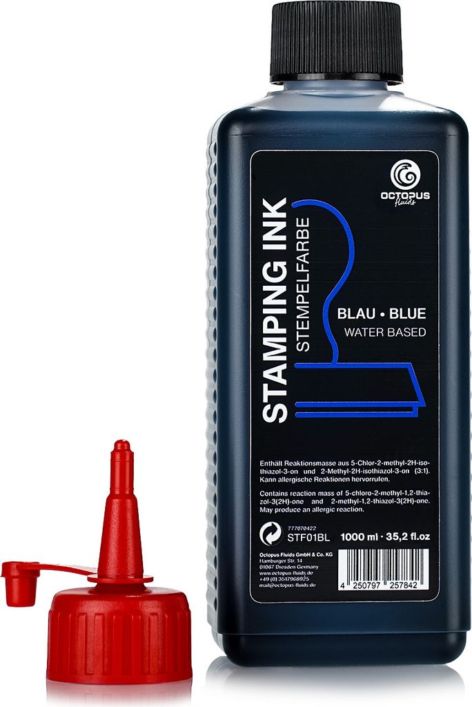 Stempelfarbe für Stempelkissen und Selbstfärber ohne Öl, blau 1000 ml