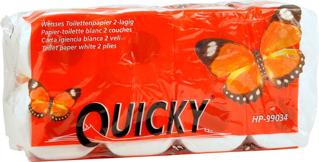 Quicky Toilettenpapier, 2-lagig, hochweiß, 250 Blatt, 64 Rollen