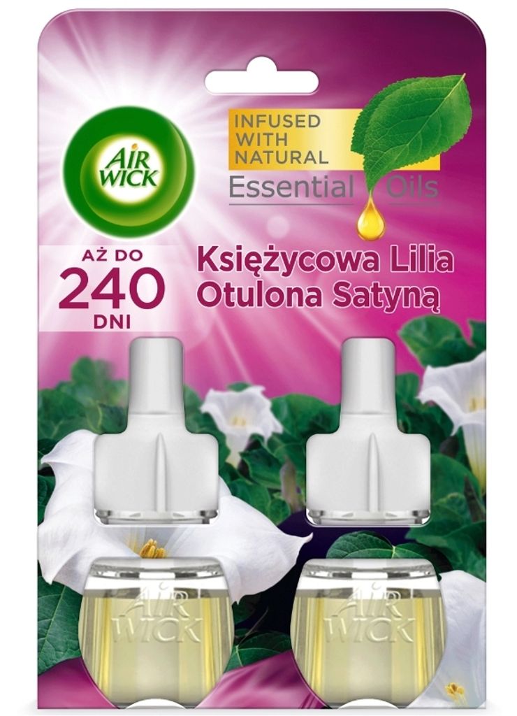 Air Wick, Wkady do elektrycznego odwieacza Ksiycowa Lilia Otulona Satyn, 2 x 19 ml