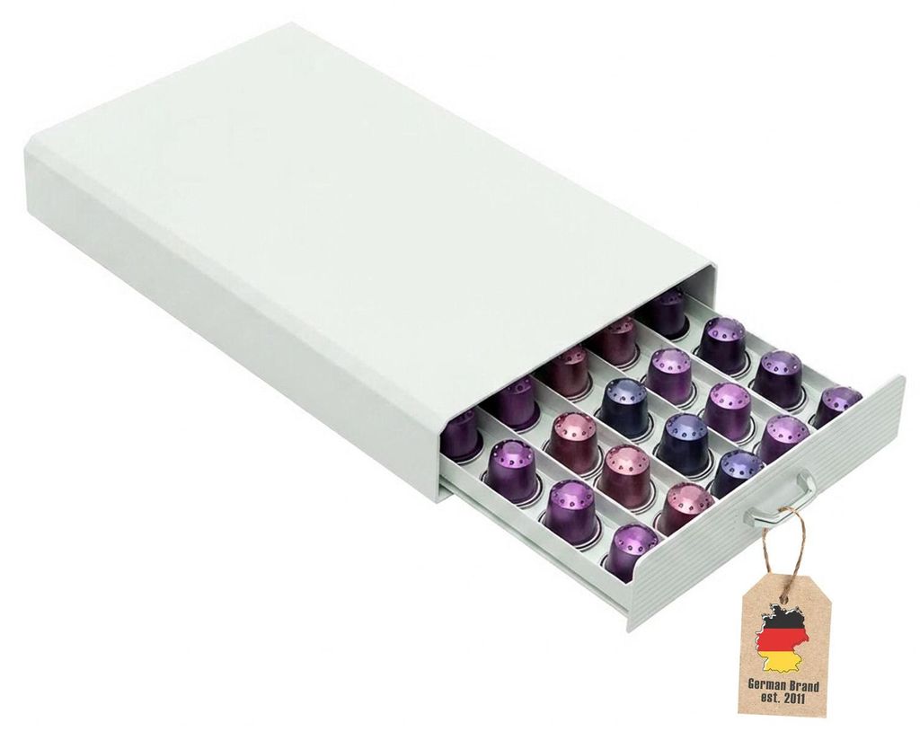 Intirilife Aufbewahrungsschublade für 50 Kaffeekapseln Kompatibel mit Nespresso Kapseln 38.2 x 23.2 x 5,6 cm Kapselhalter Kaffeekapselhalter