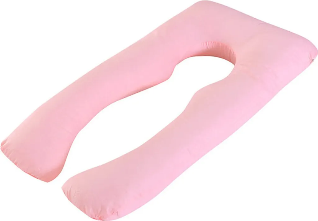 Coussin de grossesse en U 60x120 cm rose avec housse lavable en coton