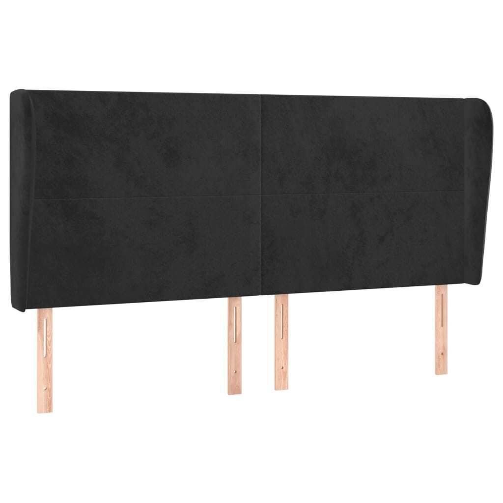 vidaXL Kopfteil mit Ohren Schwarz 183x23x118/128 cm Samt
